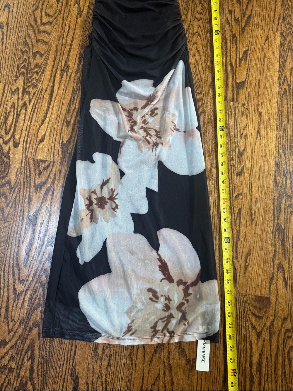 Commense mesh Strapless Black Floral Midi Dress - Picture 4 of 7